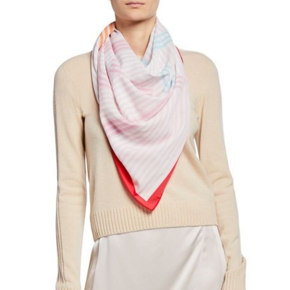 New BCBG Striped Scarf w/ Colorblock Trim - Picture 1 of 2